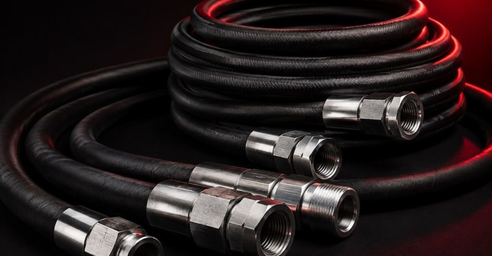 Heavy equipment hydraulic hose kits and custom replacement hydraulic hose assemblies available for nationwide shipping