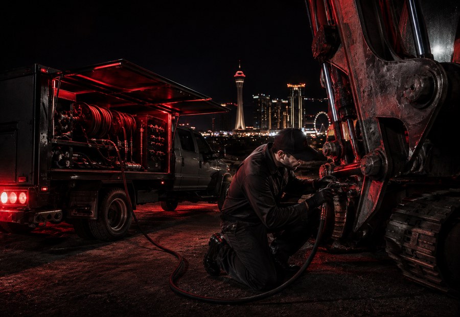 Mobile hose service truck and on-site repair